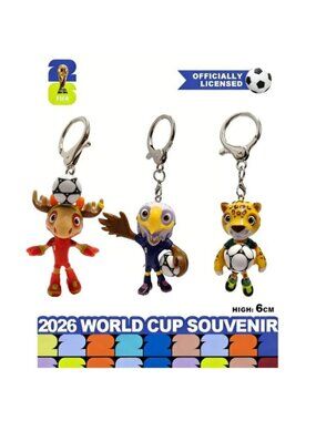 FIFA 2026 World Cup Official Mascot Keychain Complete Set of 3 New in Pkg.